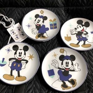Disney set of four assorted appetizer plates with Hanukkah theme